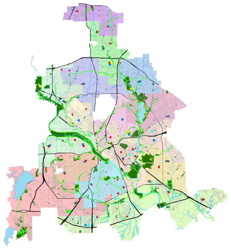 Dallas Parks and Recreation manages 397 parks and 7 lakes.