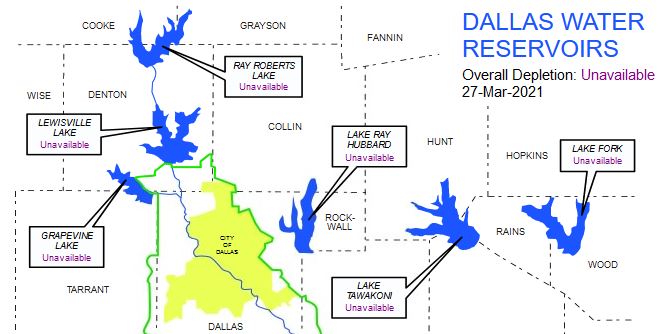 The City of Dallas Water Department tracks local lake levels.