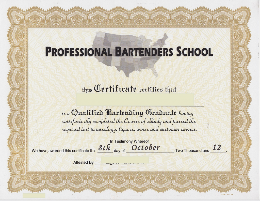 There are bartender certification programs and courses available in every state. Source.